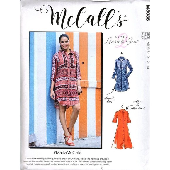 McCalls M8086 Misses 6 to 14 Learn to Sew Dresses Uncut Sewing Pattern - Picture 1 of 2
